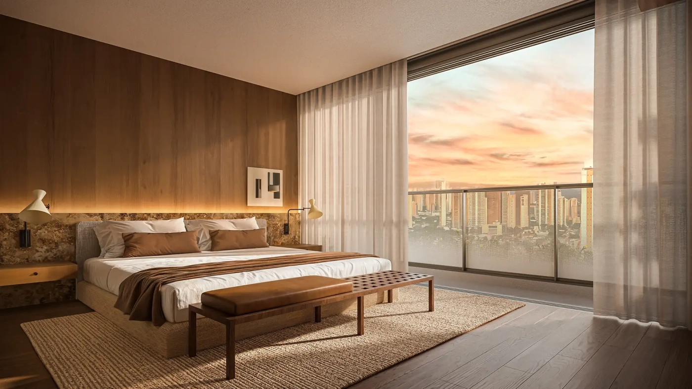 Perspectiva artística da suíte - apto de 212m²